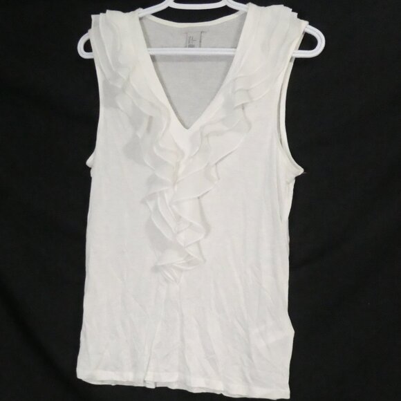 H&M | medium | Elegant White Ruffle Sleeveless Top - Picture 1 of 13